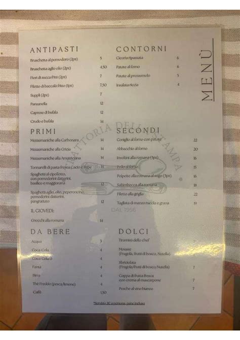 versace milano menu.